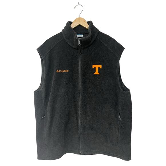 Tennessee Volunteers Vest Mens XXL Black NCAA Football Fleece Zip Up Columbia - Picture 1 of 7